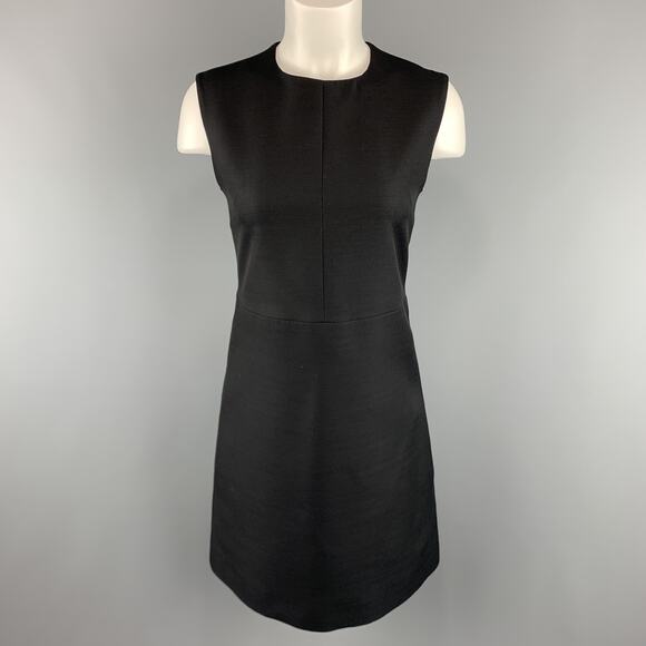 CELINE Size 2 Black Structured Sleeveless A Line Shift Dress - Picture 1 of 6
